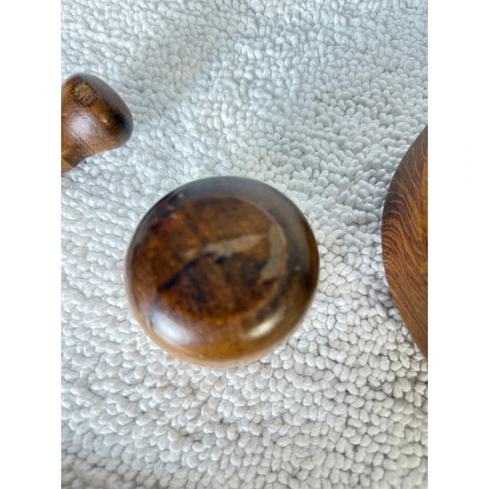 Vintage‎ Wooden Mortar Pestle Set 3 Bowls Kitchen Spice Grinder Herbs
